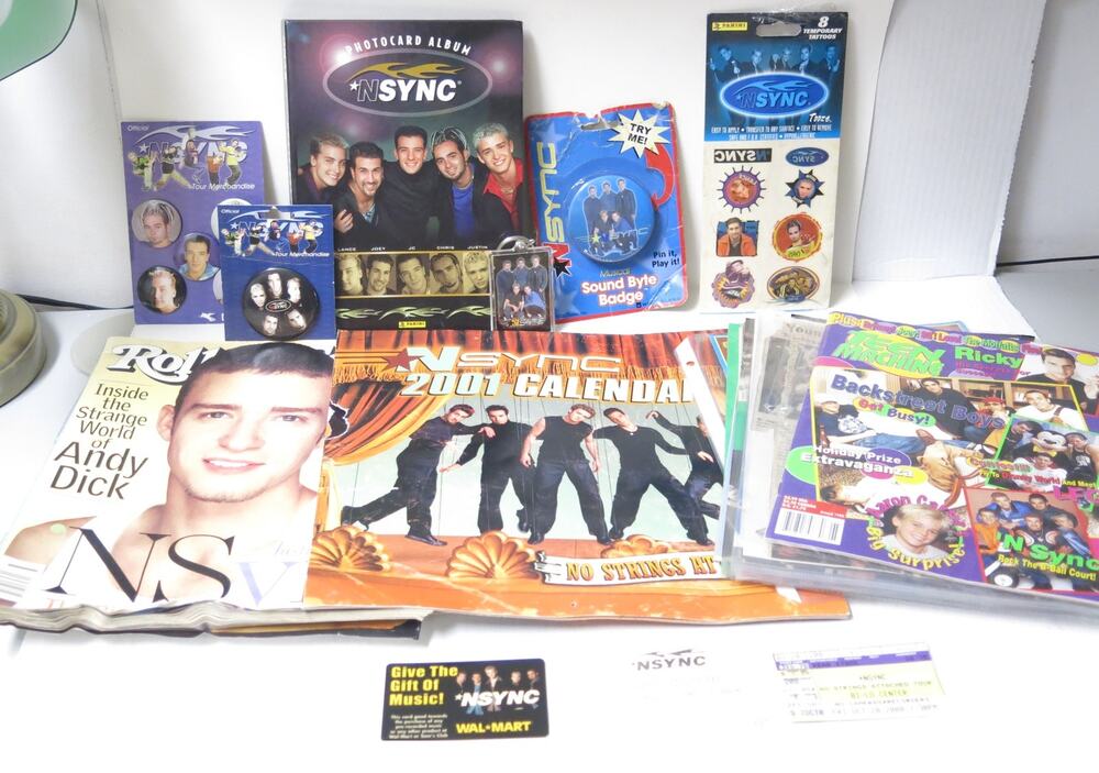 NSYNC Bundle Calendar Pins Tattoos Magazines Tickets Boy Band Music Y2K Justin